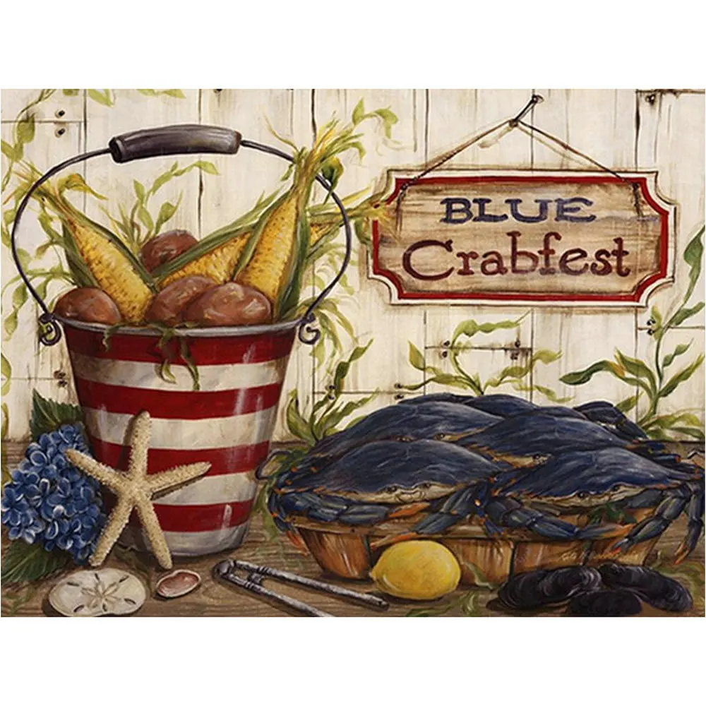 5D Diy алмазная живопись кукуруза и краб Ремесленная поделка Алмазная вышивка