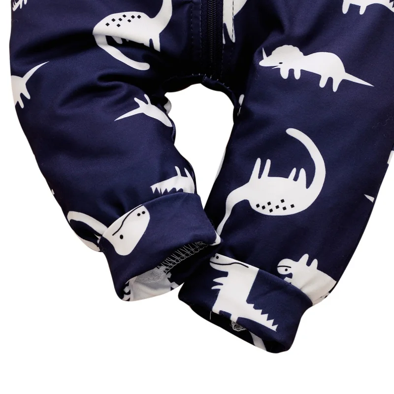 

Autumn Spring Infant Baby Boys Long Sleeve Cartoon Dinosaur Print Hoodie Rompers Toddler Newborn Jumpsuit Hooded Outfits Clothes