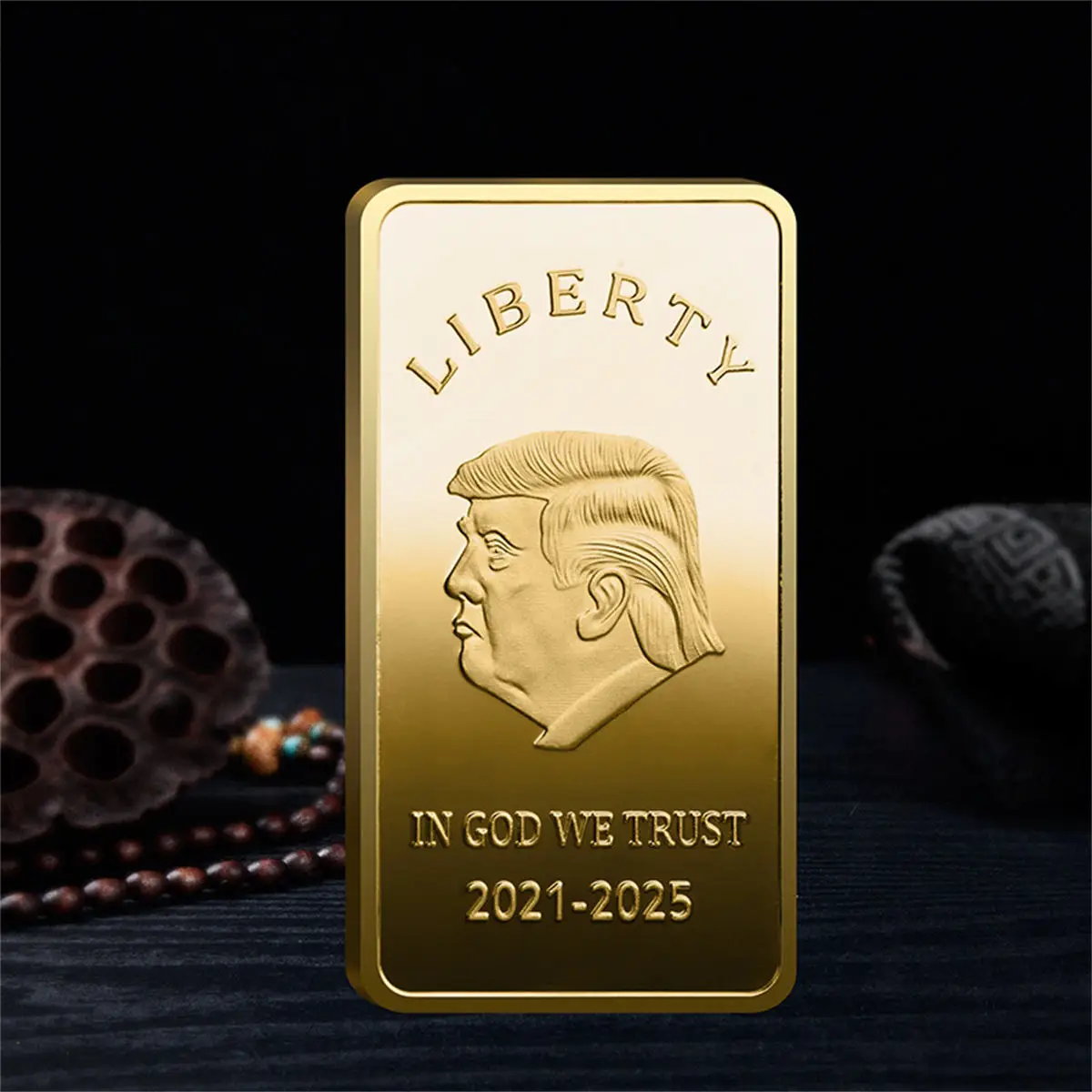 

2021-2025 Trump Coin In God We Trust Campaign for President Commemorative Gold Coin Collection Rectangular Gold-plated Gold Bar