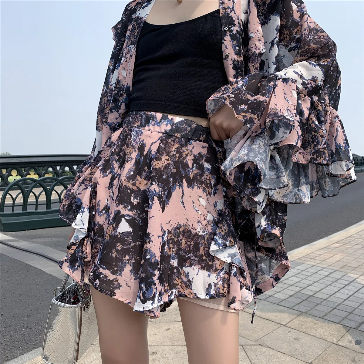 OMIKRON/новый летний женский костюм из двух предметов Повседневная мода v-образный