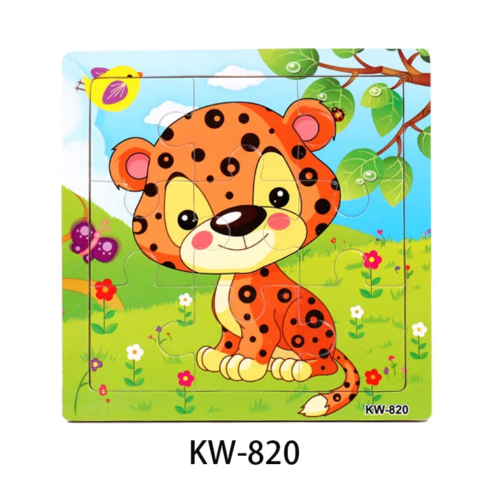 KW-820 Распродажа, 9 деревянных пазлов, познавательные животные и транспортные средства, пазлы для детского сада, детские развивающие игрушки, детские деревянные игрушки, подарки - Цвет: KW-820