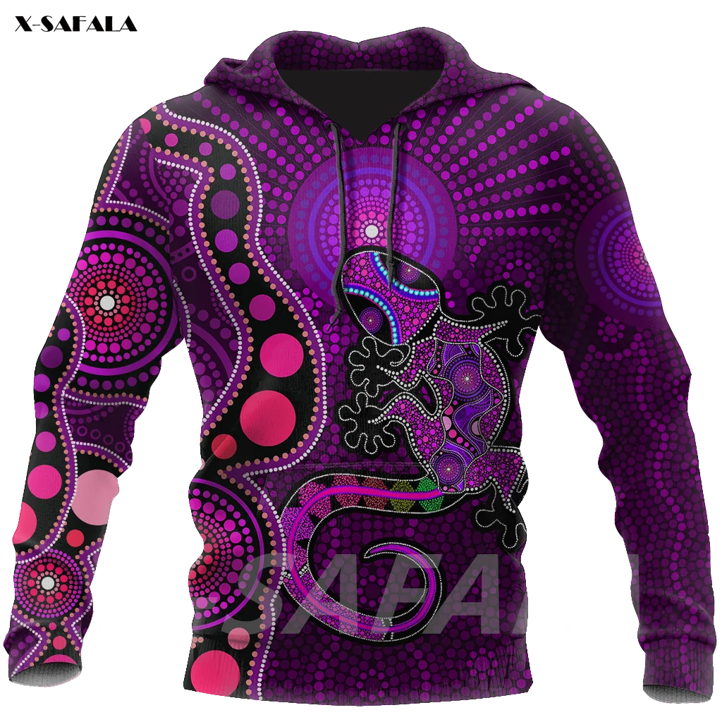 

Aboriginal Purple The Lizard 3D Printed Hoodie Man Female Zipper Pullover Sweatshirt Hooded Jersey Streetwear Tracksuits