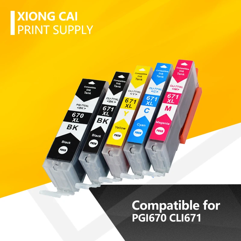 Совместимые чернильные картриджи для принтеров canon PGI670 CLI671 PIXMA MG7760 MG7765 MG7766 |