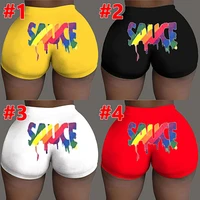 summer new style womens printed color pattern personalized shorts womens plus size casual sports shorts