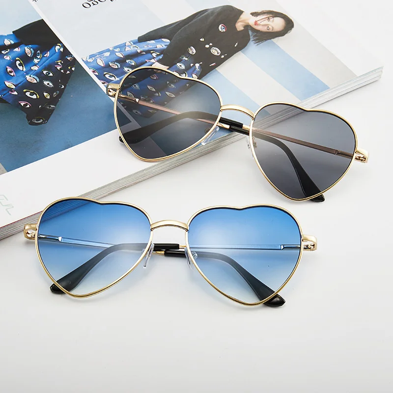 MAYTEN-gafas de sol con forma de corazón para mujer, lentes de Metal de diseñador de marca, sin montura, transparentes, con protección UV400