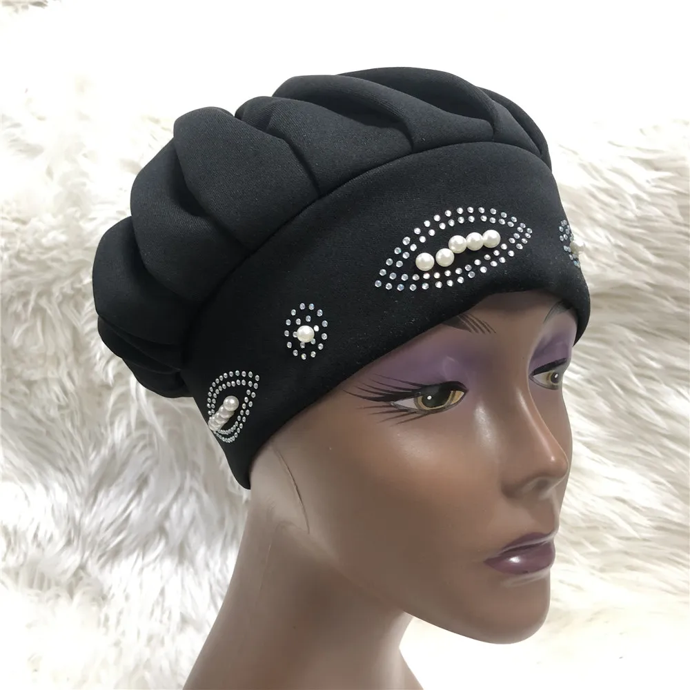 Африканский головной убор модный хиджаб Кепка с бусинами вечерние мусульманский