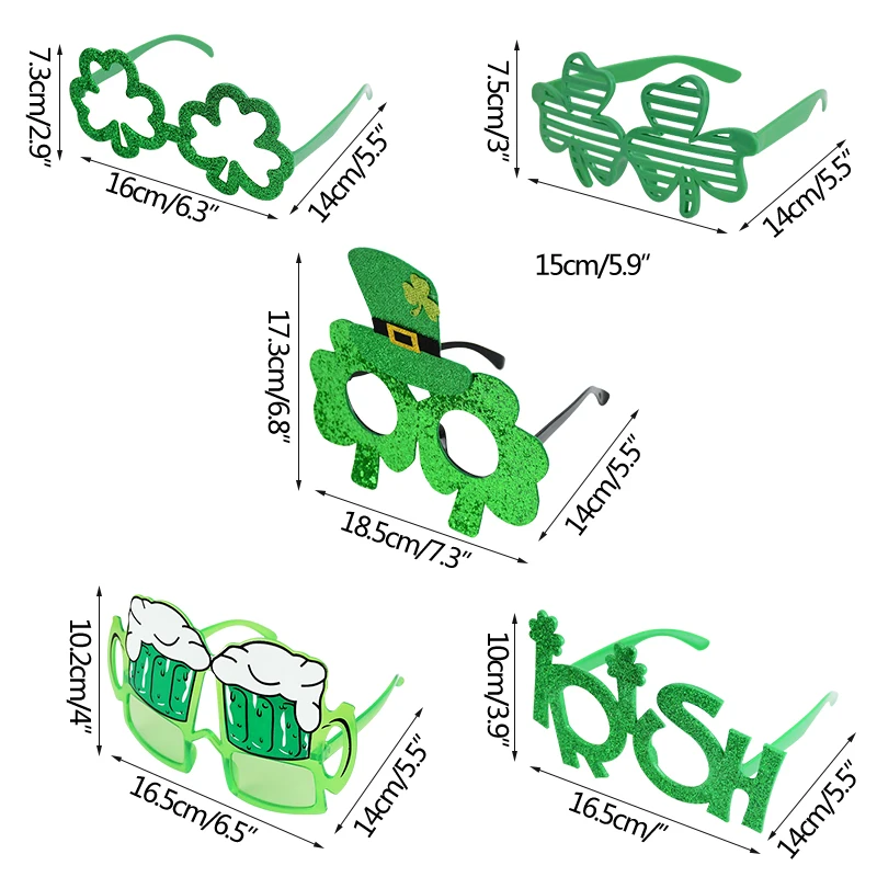 

St Patrick Day Irish Party Lucky Green Clover Glasses Festival Carnival Party Decorative Photo Props Glasses