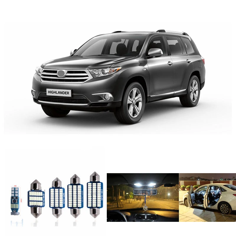 12Pcs Car Error Free LED Interior Reading Lights Kit Package For Toyota Highlander 2008-2012 Map License Plate Light Accessories |