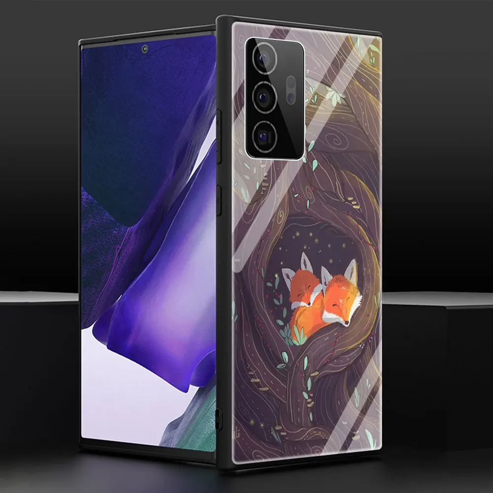 

The Fox Soft Edge Phone Case Cover for Samsung Note 20 Ultra 10 Lite 10 9 8 Plus 5G Luxury Tempered Glass Shell