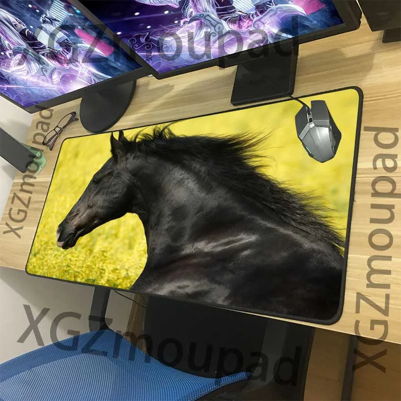 

Большой игровой коврик для мыши XGZ с Черным Замком, коврик для компьютерного стола с изображением животных и лошадей, резиновый нескользящи...