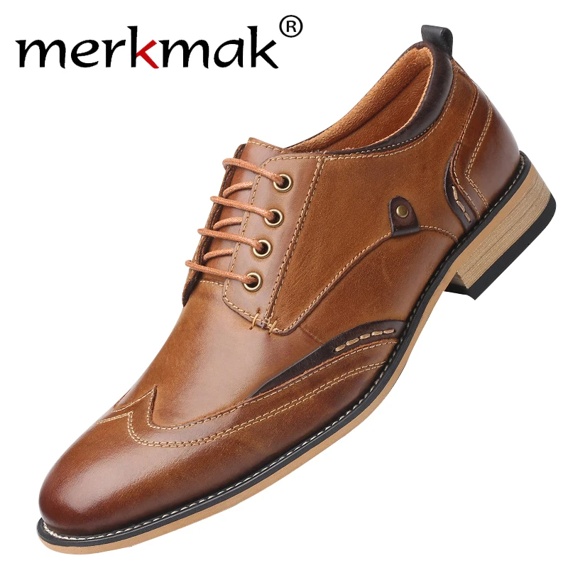 Merkmak мужская повседневная обувь из натуральной коровьей кожи Мужская кружевная