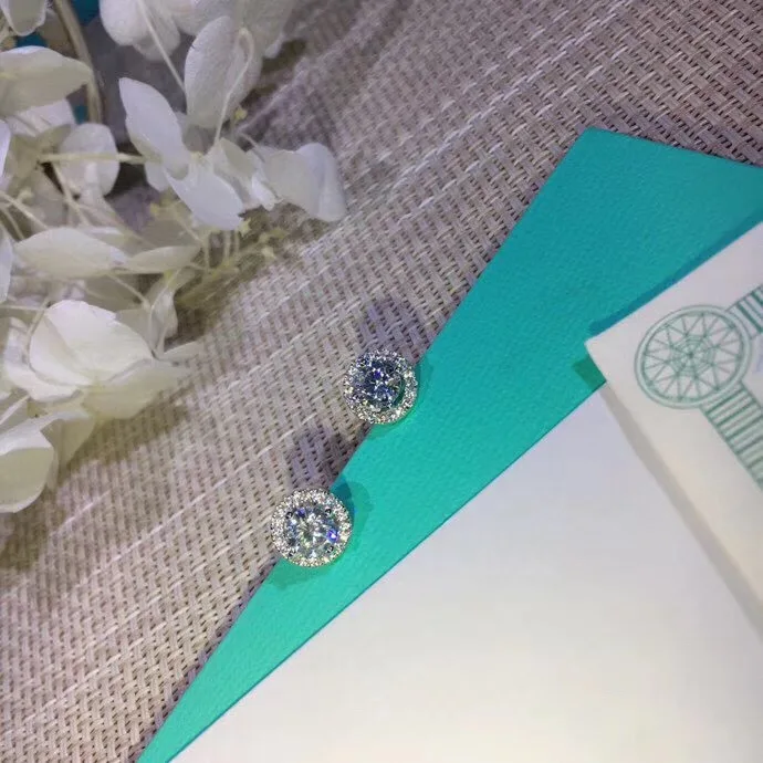 Модные большие круглые серьги-гвоздики с бриллиантами сверкающие серьги AAA