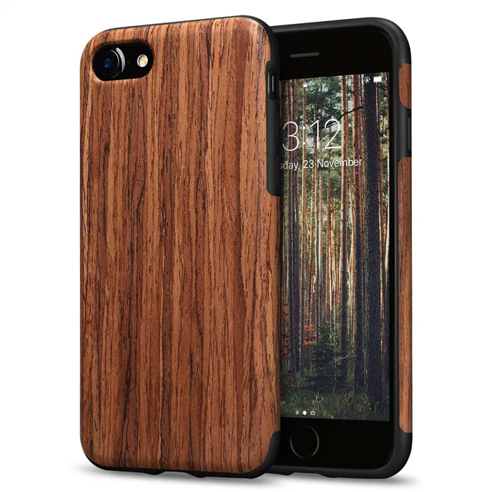 Brown Роскошный чехол для телефона с текстурой древесины для iPhone 7, 8, 6, 6S Plus, гибридный мягкий силиконовый тонкий чехол из ТПУ для iPhone X, XS, MAX, XR, Coque - Цвет: Brown