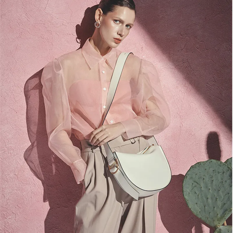 

Fashion Saddle Women's Single Shoulder Bag Designer Wide Shoulder Strap Messenger Bag Luxury Pu Leather Messenger Bag