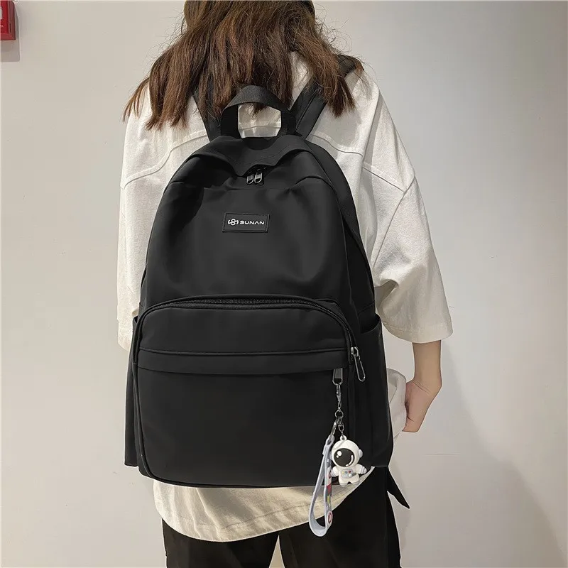 

Fashion Women Man Backpack Trend Solid Color School Bag for Girls Boys Large-capacity Waterproof Student School Backpack