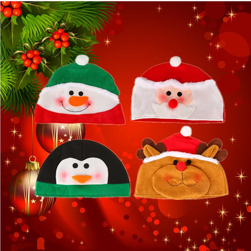 

Four Styles Of Hand-Brushed Flannelette Christmas Decoration Gifts Ornaments Party Hats Santa Snowman Elk Christmas Hats