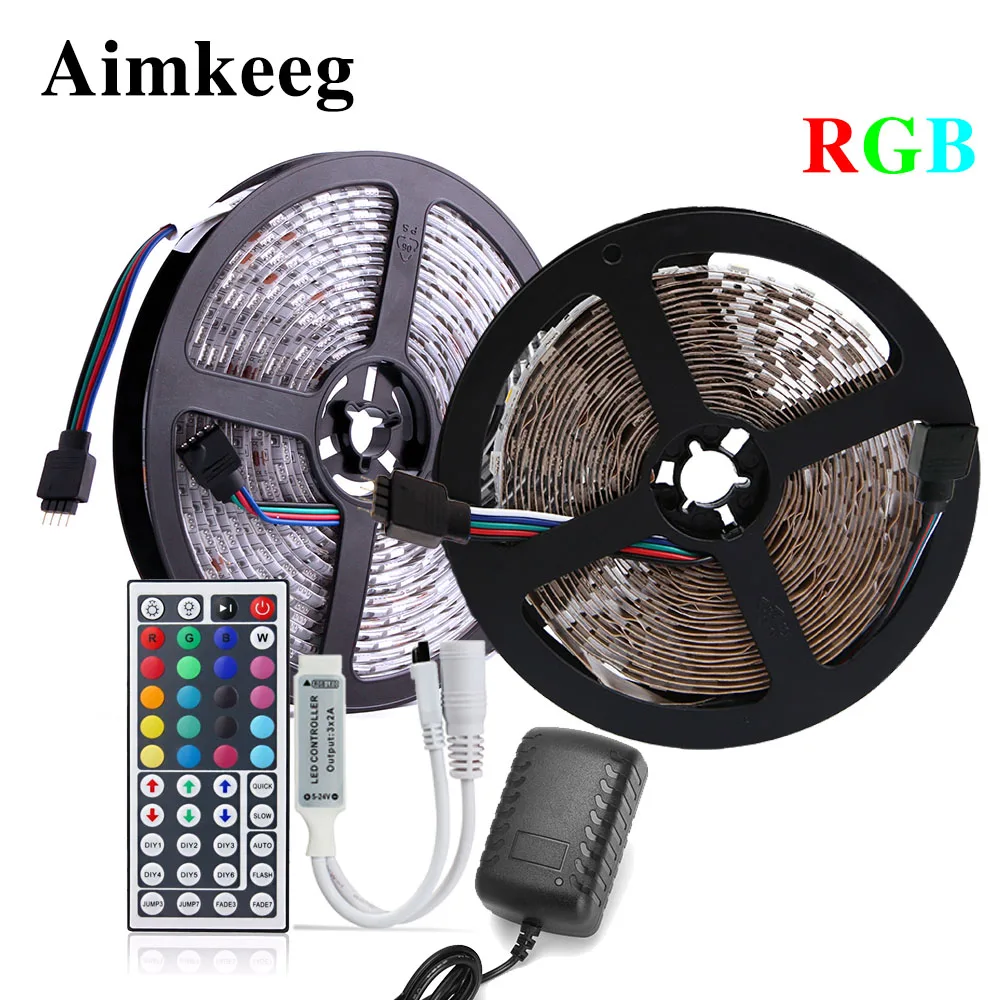 5 м 10 М 5050 SMD светодиодный водонепроницаемый RGB Светодиодная лента постоянного тока 12 В гибкая светодиодная лента ТВ фоновое освещение с ИК-пультом дистанционного управления