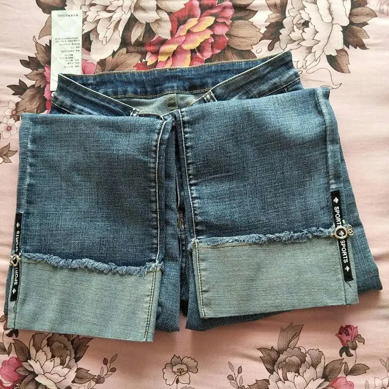 

Elastic Spring Summer Straight Jeans Plus Size Jeans High Waist Stretch Boyfriend Jeans Korean Retro Denim Ankle-Length Pants 32