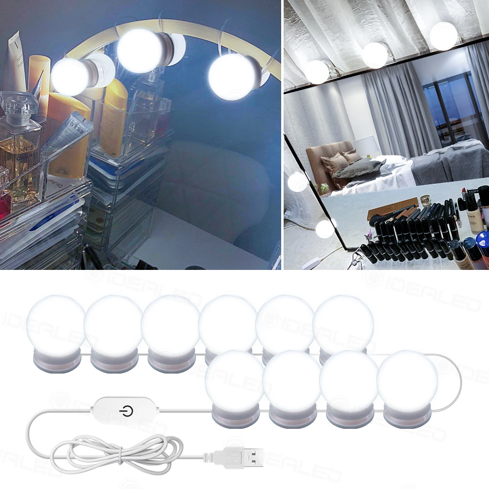 Светодиодная лампа для зеркала макияжа туалетного столика с сенсорным