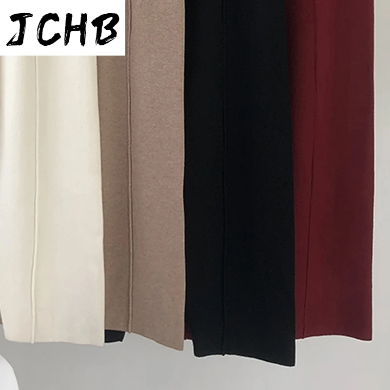 

SHZQJCHB Loose Solid Knitted Pants Women Elastic Waist Casual Lady Pants Pleated Leisure Home Wear Long Pants Female Pantalon