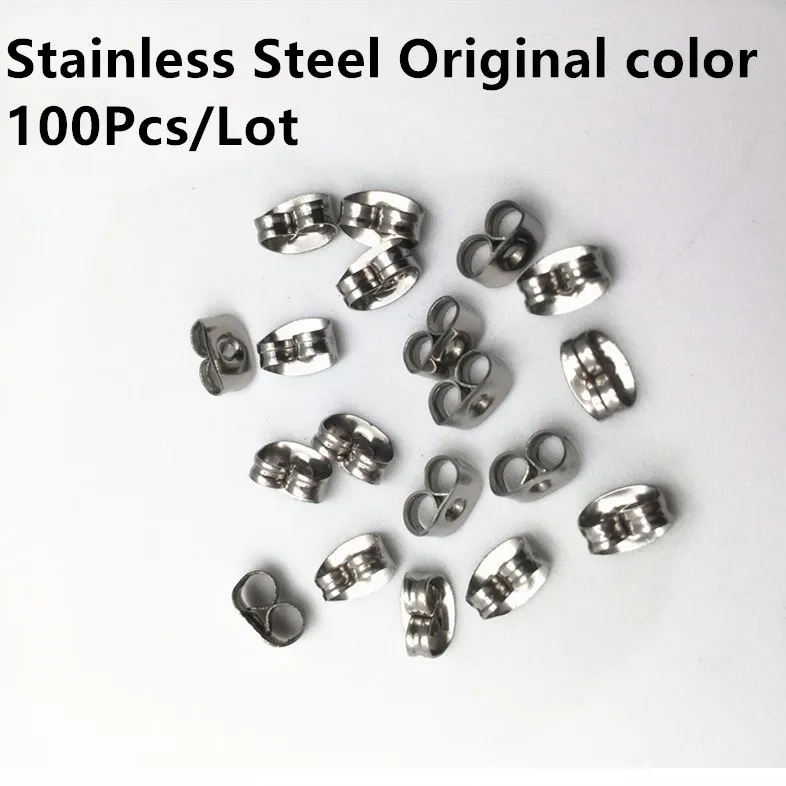 Original 100pcs 50 пар серьги-бабочки из нержавеющей стали с задней пробкой, серьги-гвоздики, ювелирные изделия, аксессуары, затычки для ушей HK036 - Цвет: Original 100pcs