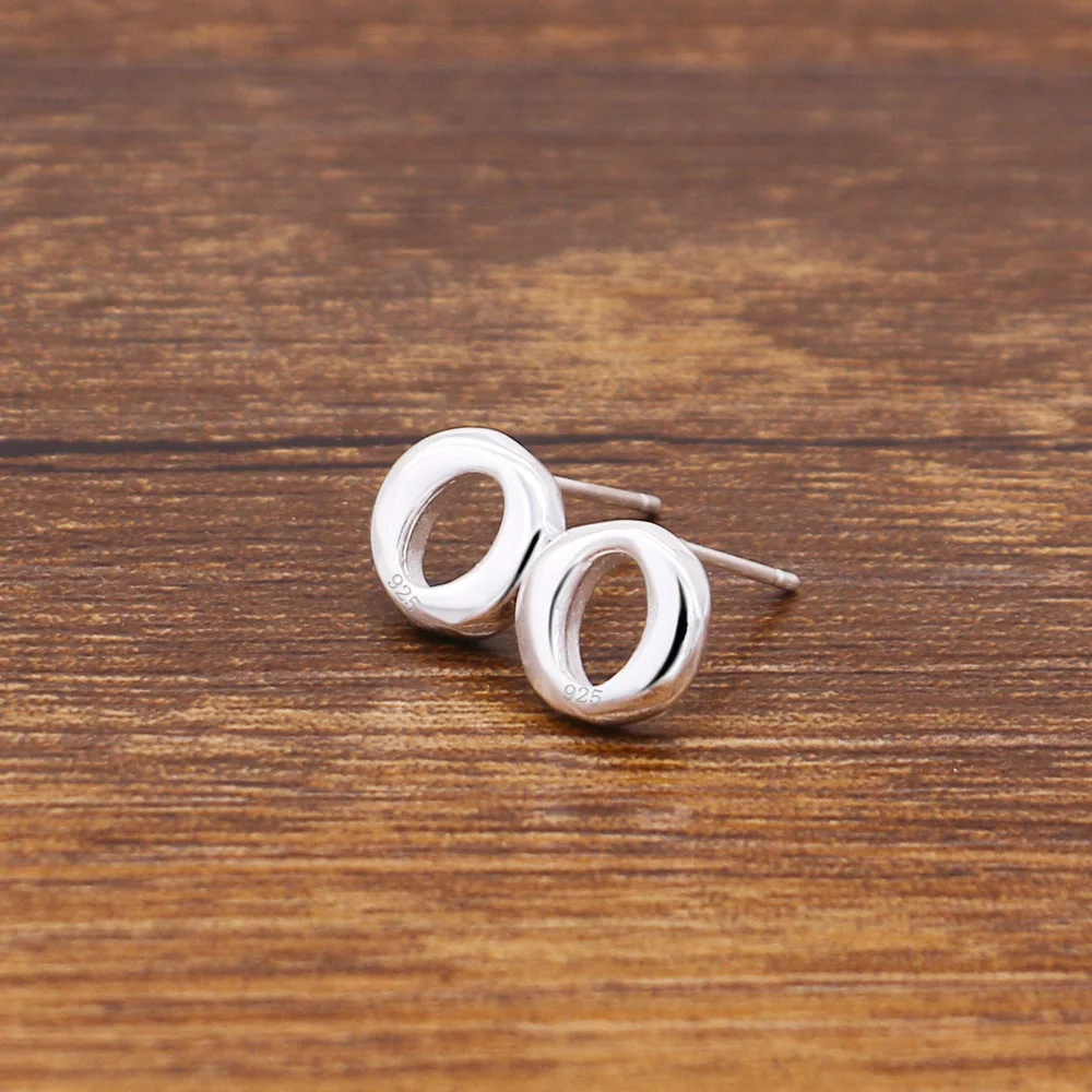 Minimalist Original 925 Sterling Silver Stud Earrings Women's Solid Round Non-allergic Ear Jewelry Accessories | Украшения и