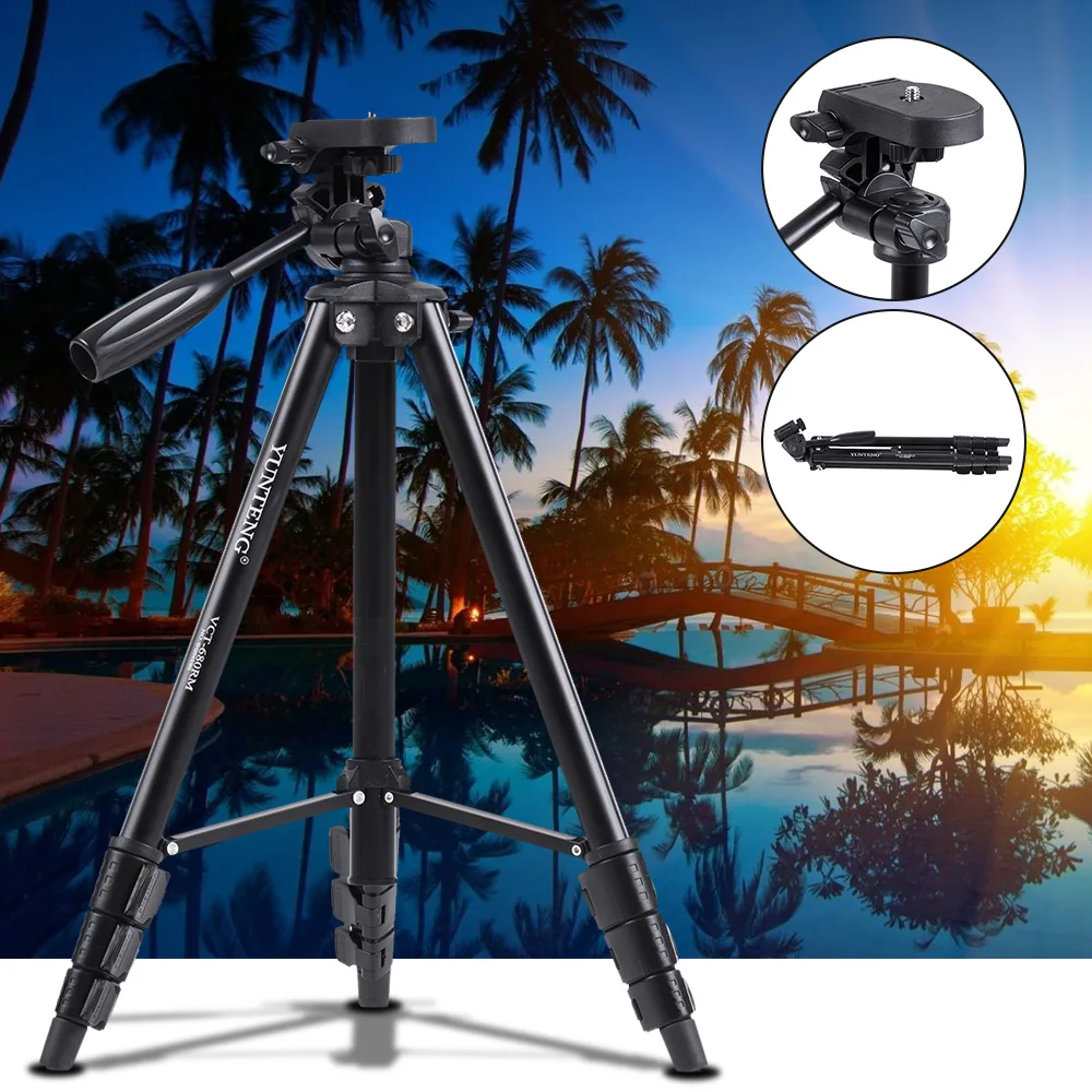 Yunteng VCT-680 4 секции портативный алюминиевый штатив с демпфирующая головка DSLR камера штатив для смартфона Nikon Canon sony