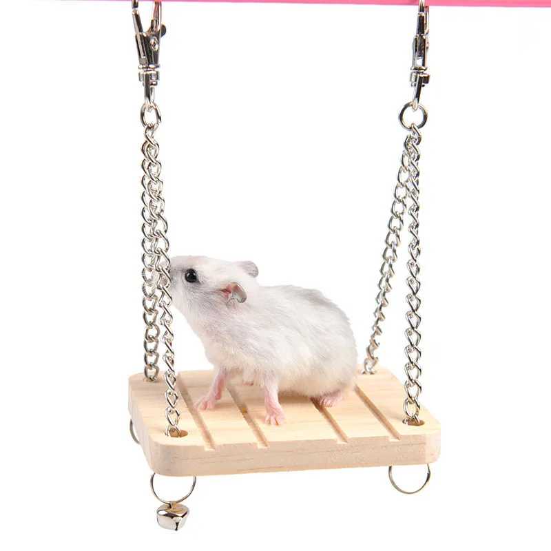 

Hamster Bell Swing Small Pet Wooden Toy Bird Wooden Hammock Swing Decorative Cage