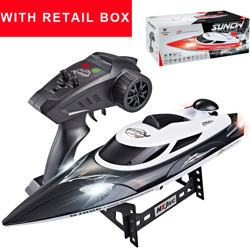 Black Retail Box Радиоуправляемая лодка Высокая скоростная лодка HJ806 2,4 ГГц 4 канала 35 км/ч гоночный флип Водонепроницаемый пульт дистанционного управления 200 м дистанционное управление игрушки - Цвет: Black Retail Box