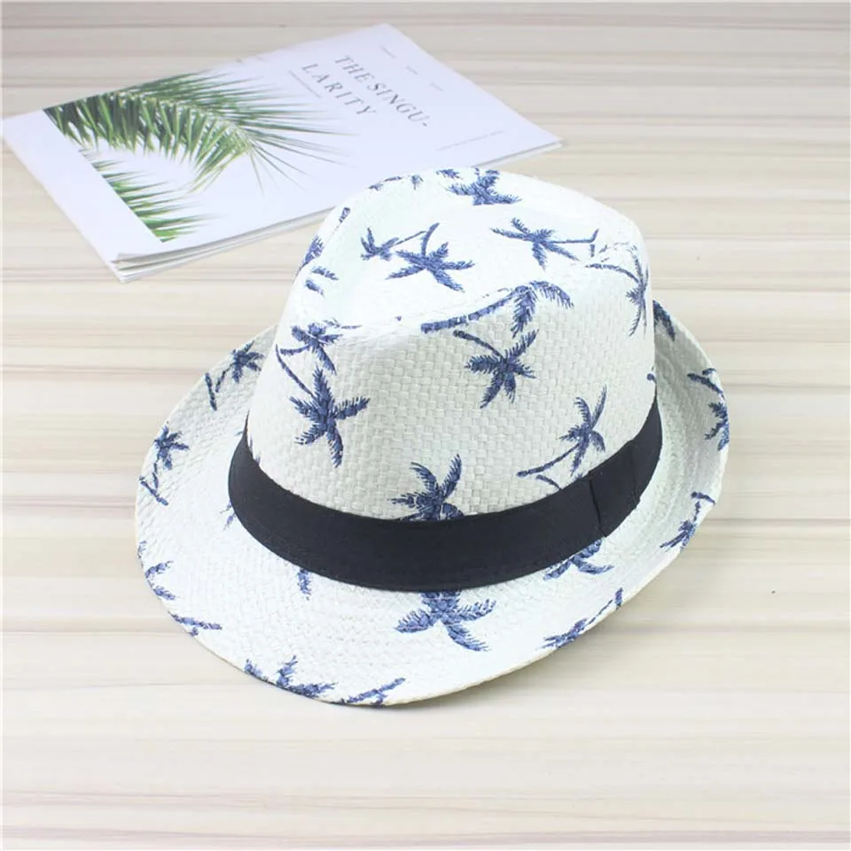 Соломенная Детские шляпы от солнца шляпа для пляжа 4 цвета мальчиков и девочек |
