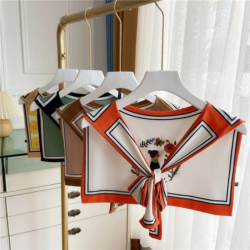 Маленький шарф на плечо с защитой от солнца шаль для улицы женский принтом