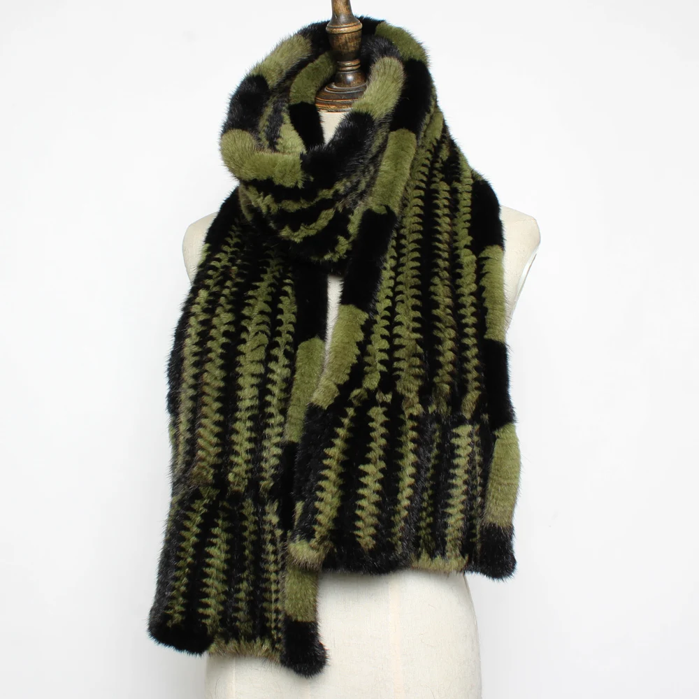 Шарф женский из натурального меха норки зимний теплый длинный |