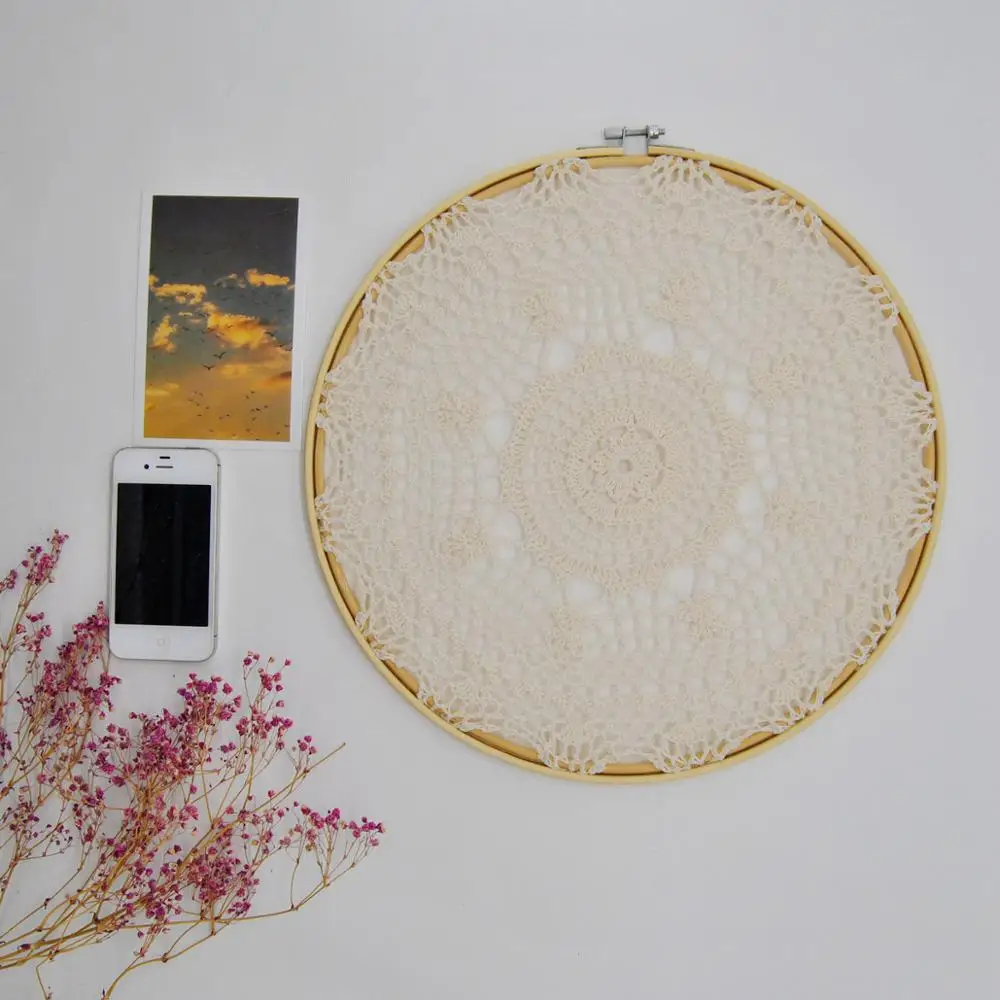 

Handmade Wall Decor hanging Dream Cotton flower Lace Catcher Wedding Background party home shop decoration No.A040 diameter 34cm