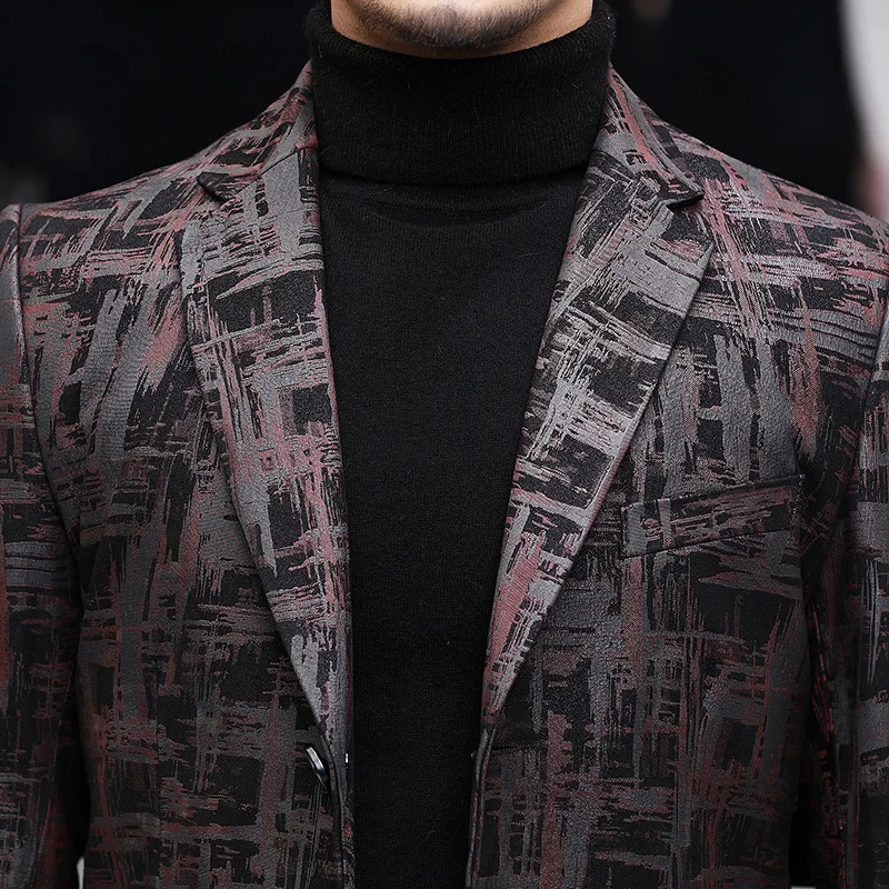 Brand Real Leather Jacket Men Fashion 2020 Office Single Breasted Sheepskin Blazer Casual Printed Suit Jacket Plus Size 4XL