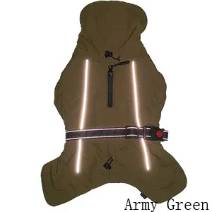 Army Green Светоотражающая куртка для собак, водонепроницаемая зимняя куртка для собак, регулируемая одежда для щенков, теплая хлопковая куртка для маленьких и больших собак, Одежда для питомцев из флиса - Цвет: Army Green