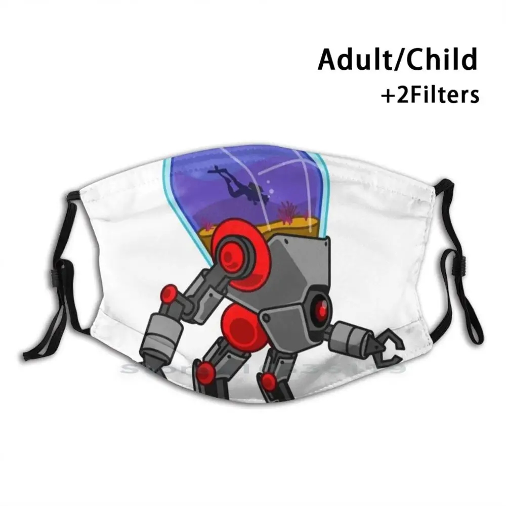 Смешная маска для лица Fishbot N.Xii взрослых и детей моющаяся с фильтром Алексей серый