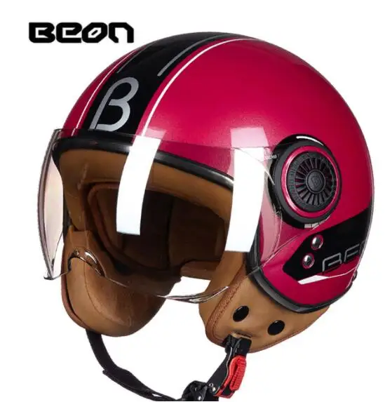 110B-09 BEON мотоциклетный шлем Chopper 3/4, винтажный шлем с открытым лицом, мотоциклетный шлем, шлем для мотокросса, мотоциклетный шлем для скутера - Цвет: 110B-09