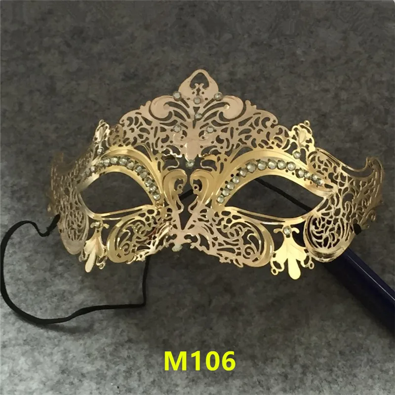 M106 GOLD Различных форм и цветов винтажная металлическая лазерная резка Phantom маска на Хэллоуин Венеция карнавал маскарад для мужчин - Цвет: M106 GOLD