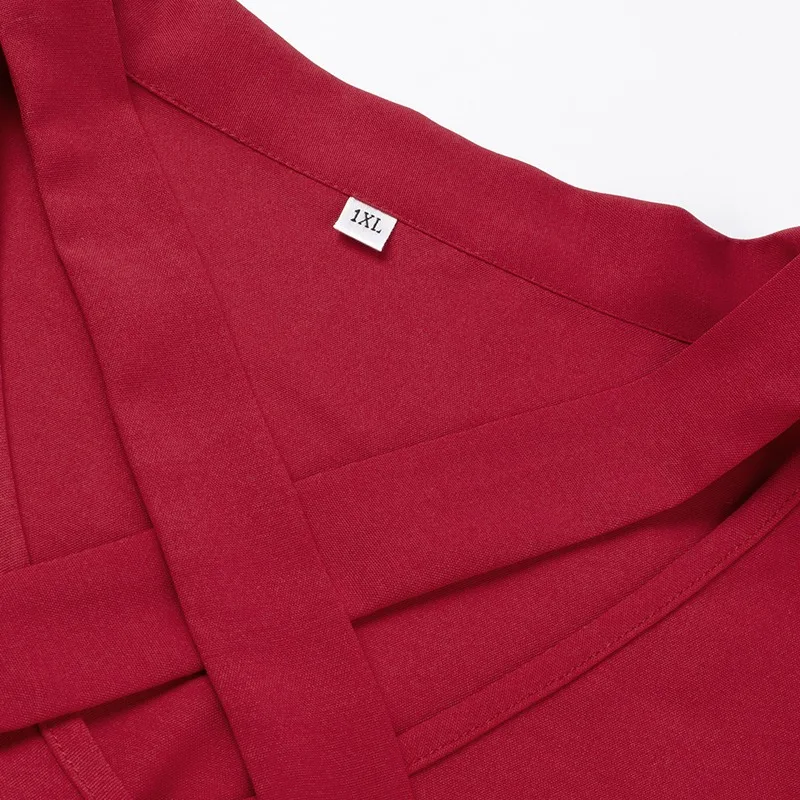 

Autumn Office Ladies Casual Oversize Women's Blouse Long Sleeve Women Clothes Neckline Knotted Waist Shirt Blue 4XL Size