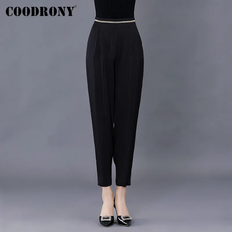 COODRONY Brand High Quality Business Casual Women's Soft Trousers Streetwear Fashion Urbane Female Silk Straight Pants W8005