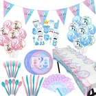 Мальчик или девочка Пол раскрыть латексных воздушных шаров с одноразовой посуды детских празднований дня рождения вечерние украшения детей свадебный