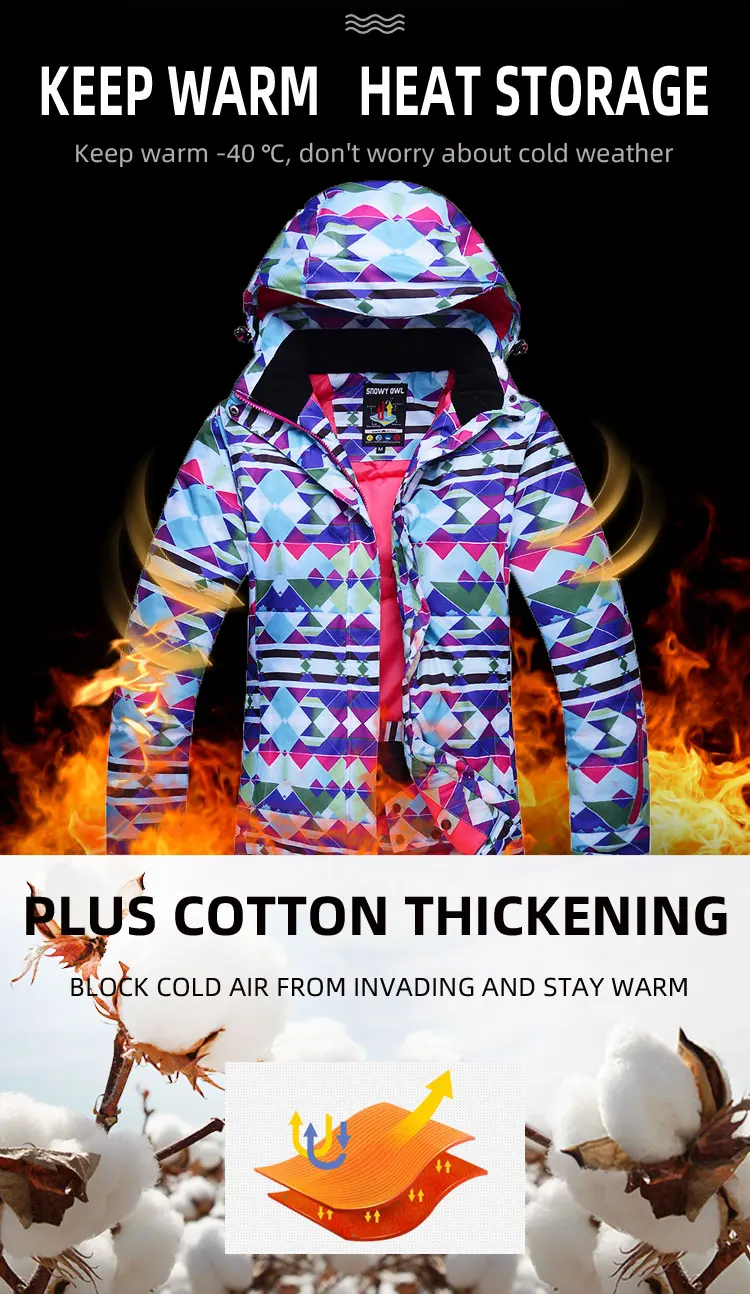 Новый толстый теплый лыжный костюм для женщин водонепроницаемый ветрозащитный и