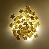 g9 led postmodern iron golden maple leaves led lamp led light wall lamp wall light wall sconce for bedroom
