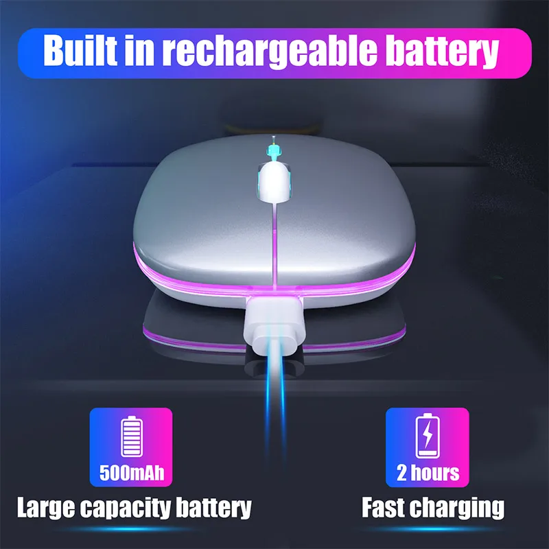 RGB Rechargeable Bluetooth Mouse Wireless Silent USB Ergonomic Light Mouse Gaming Optical PC Mice for Laptop LED Backlit