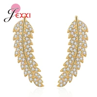 luxury leaf shape women earrings micro paved cz stone 2 color available birthday gift earrings for girl fashion jewelry