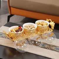 durable multi functional home furnishing gold fruit tray fashion coffeetable wedding celebration dessert candy tray home storage