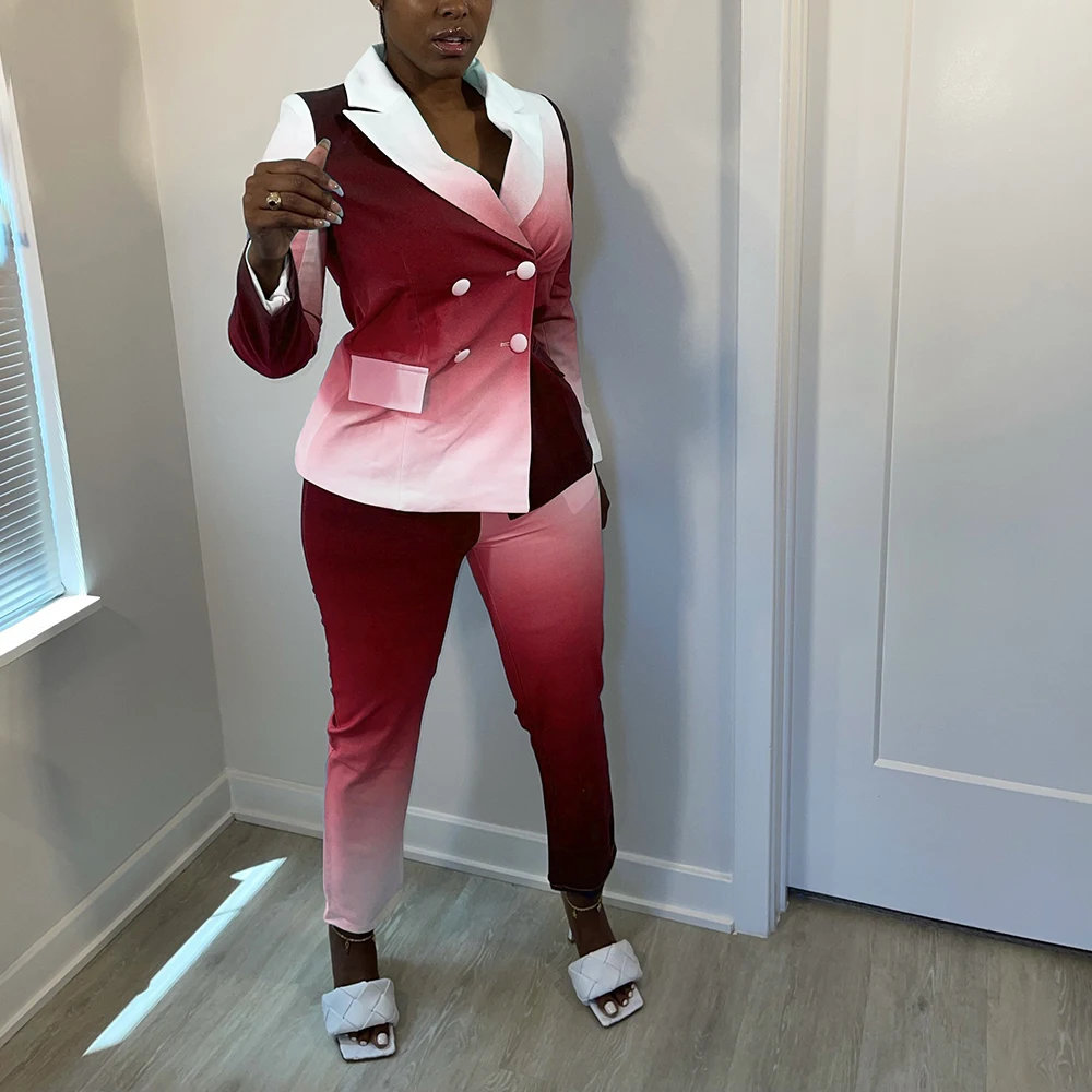 Женский Повседневный костюм с лацканами и брюками длинным рукавом
