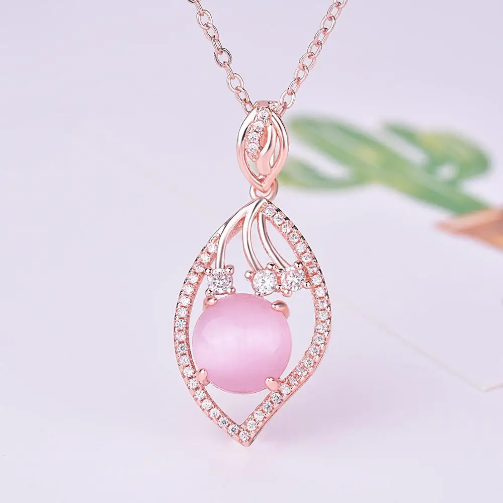 

Wholesale European Luxury Fashion Choker Woman Girl Party Gift Round Pink Zircon Geometry Pendant Necklace Charm Jewelry