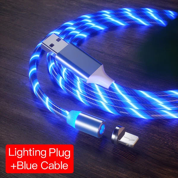 For iphone Blue ACCEZZ Магнитный зарядный кабель для быстрой зарядки для iPhone X 8 7 ipad Mini Micro usb type C магнитное зарядное устройство для samsung Android Phone - Цвет: For iphone Blue