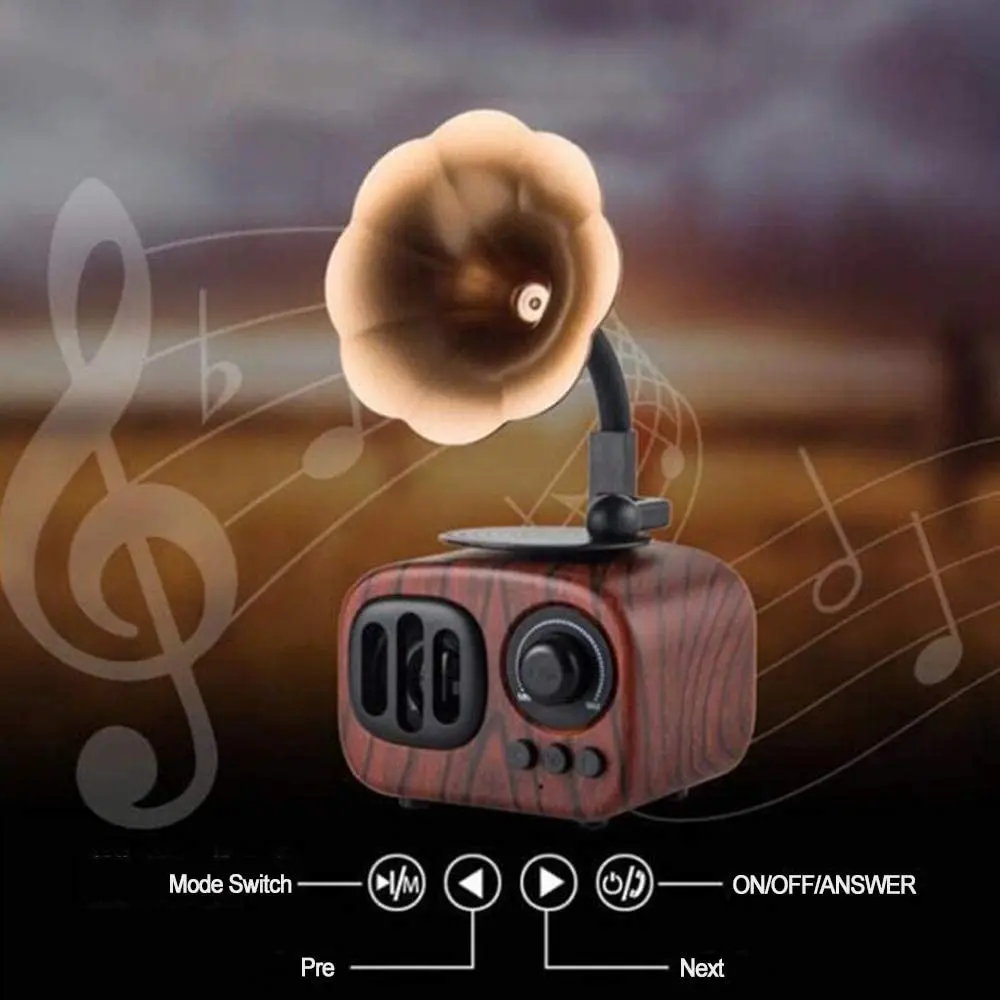 Портативная Bluetooth колонка беспроводная стереоколонка в стиле ретро с высоким